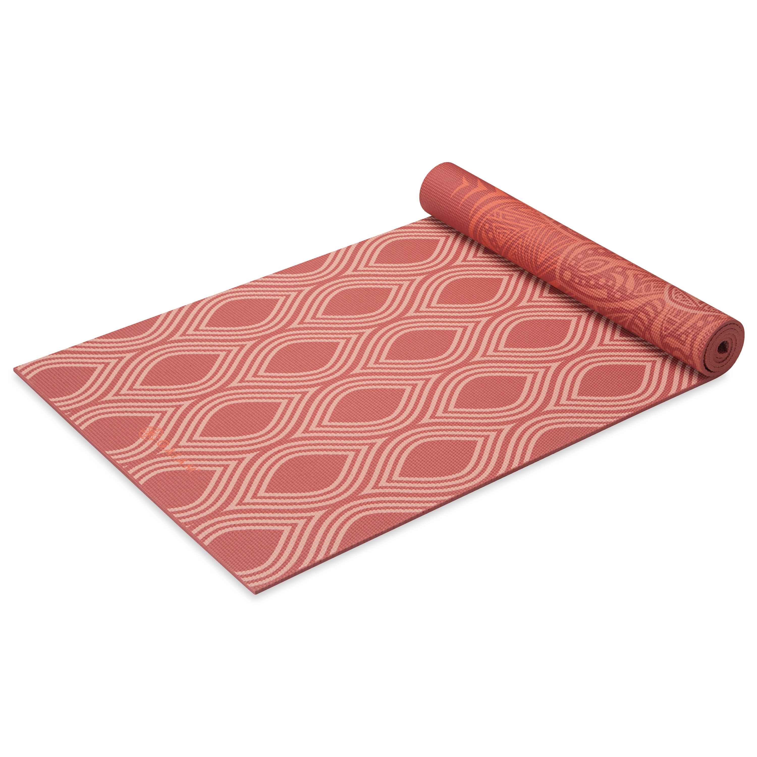 Gaiam Premium Reversible Changing Petals Yoga Mat (6mm) top rolled angle reverse